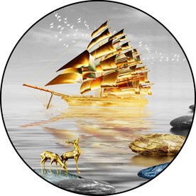 轻奢帆船装饰画图片