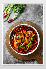 爆炒大虾美食食材背景海报素材