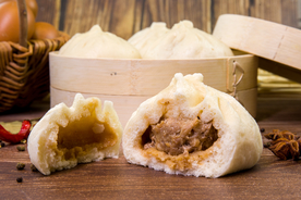 肉包子美食早餐背景海报素材