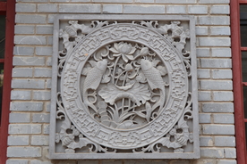 中式石浮雕仿古青石荷花鱼石材浮