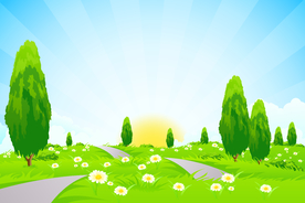 风景画 树叶 森林树叶  插画