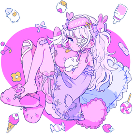 女孩  甜甜圈   糖 奶瓶