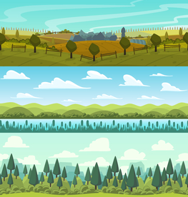 风景画 树叶 森林树叶  插画