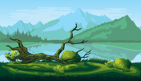 风景画 树叶 森林树叶  插画