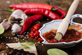 辣椒油调料食材背景海报素材