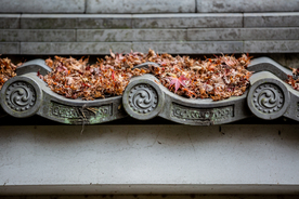 屋檐落叶旅游旅行背景海报素材