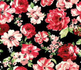 手绘花 玫瑰花 大牌花 乱花