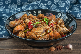 红烧螃蟹美食食材背景海报素材