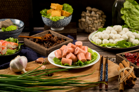 火腿肠火锅配料背景海报素材