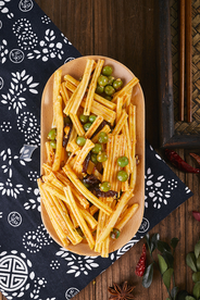 腐竹青豆美食背景海报素材