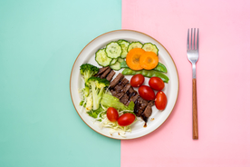 素食沙拉美食背景海报素材