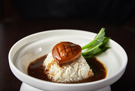 鲍汁扣饭美食食材背景海报素材