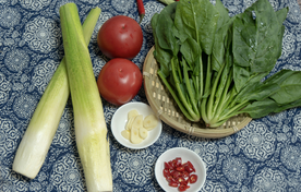 大葱西红柿食材背景海报素材