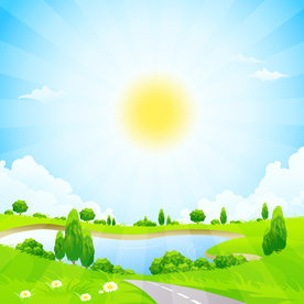 风景画 树叶 森林树叶  插画