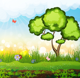 风景画 树叶 森林树叶  插画