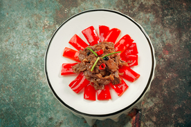 红椒牛肉美食食材背景海报素材