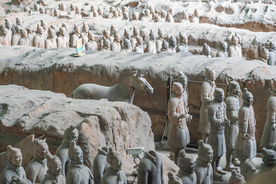 兵马俑地标旅游背景海报素材