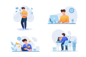 人物插图 扁平办公人物矢量插图