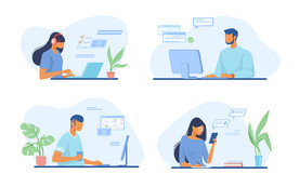 人物插图 扁平办公人物矢量插图