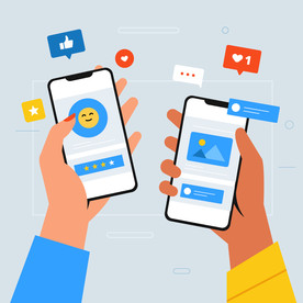 扁平办公人物矢量插图 社交媒体