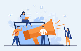 扁平办公人物矢量插图 社交媒体