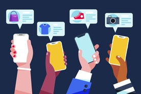 扁平办公人物矢量插图 社交媒体