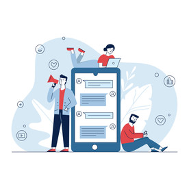 扁平办公人物矢量插图 社交媒体