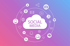 扁平办公人物矢量插图 社交媒体