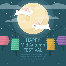 中秋插画EPS矢量