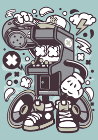 卡通人物漫画T恤印花矢量