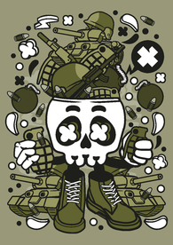 卡通人物漫画T恤印花矢量