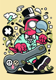 卡通人物漫画T恤印花矢量