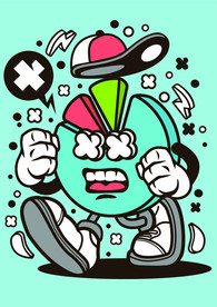 卡通人物漫画T恤印花矢量