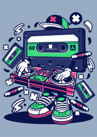 卡通人物漫画T恤印花矢量