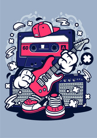 卡通人物漫画T恤印花矢量