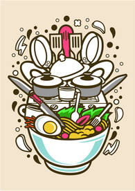 卡通人物漫画T恤印花矢量