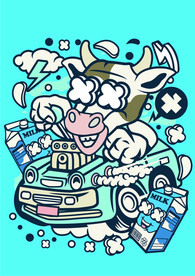 卡通人物漫画T恤印花矢量