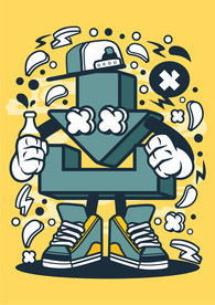 卡通人物漫画T恤印花矢量