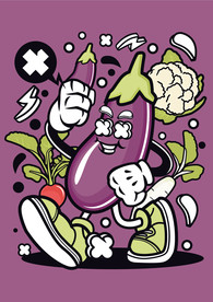 卡通人物漫画T恤印花矢量