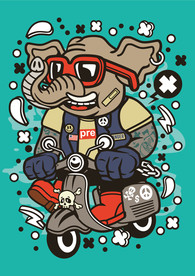 卡通人物漫画T恤印花矢量