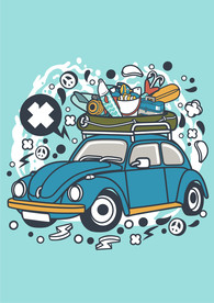 卡通人物漫画T恤印花矢量