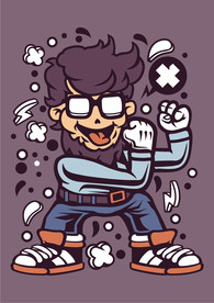 卡通人物漫画T恤印花矢量