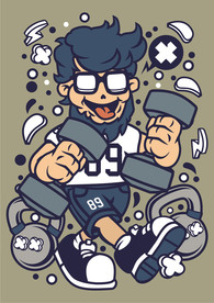 卡通人物漫画T恤印花矢量