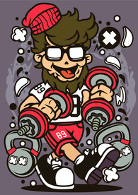 卡通人物漫画T恤印花矢量