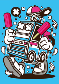 卡通人物漫画T恤印花矢量