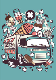 卡通人物漫画T恤印花矢量