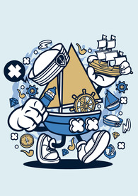 卡通人物漫画T恤印花矢量