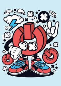 卡通人物漫画T恤印花矢量