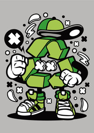 卡通人物漫画T恤印花矢量