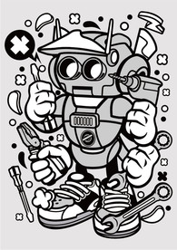 卡通人物漫画T恤印花矢量